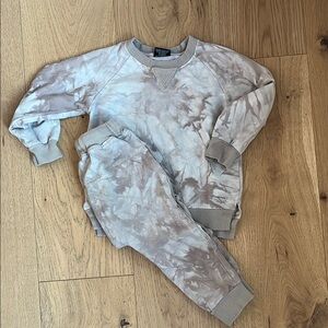 Little Bipsy Tie-Dye Kids Matching Set - Gray and Cream